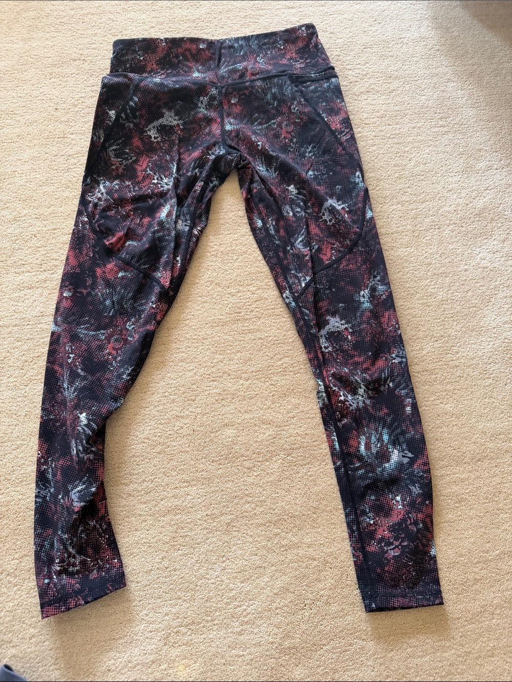 Sweaty Betty Black and Wine Marbled Performance Leggings